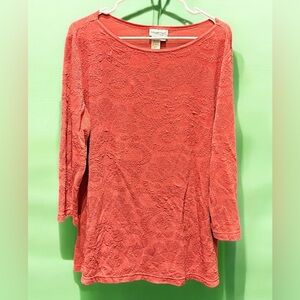 Coldwater creek floral long sleeve top XL peach color